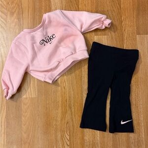 Nike Pink Crewneck and Black Leggings Set